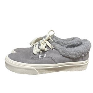 Vans Sherpa Sneaker Woman's Size 5.5 Gray Cozy Hug Suede Lined Lace Up Casual